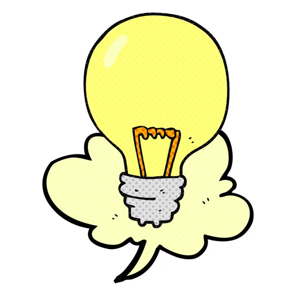 Comic book speech bubble cartoon light bulb — Stock Vector