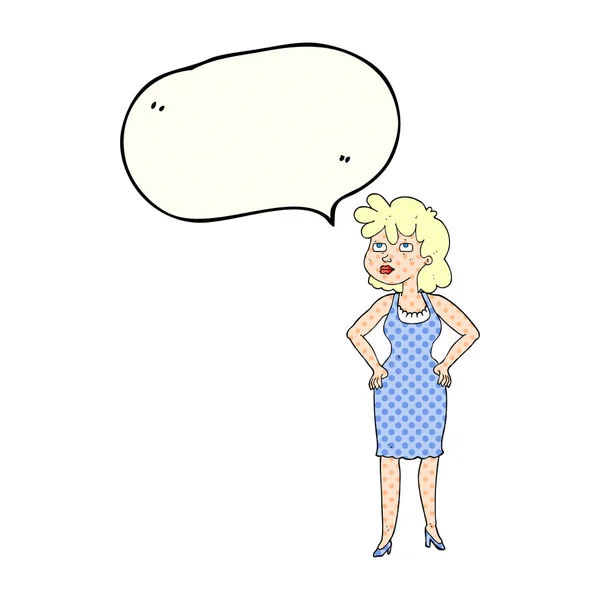 Comic book speech bubble cartoon annoyed woman — Stock Vector