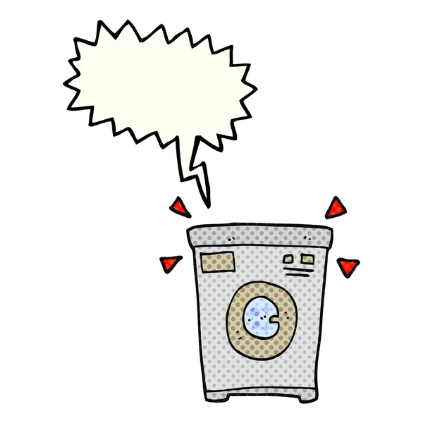 Comic book speech bubble cartoon washing machine — Stock Vector