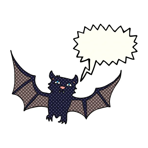 Historieta discurso burbuja dibujos animados halloween bat — Vector de stock