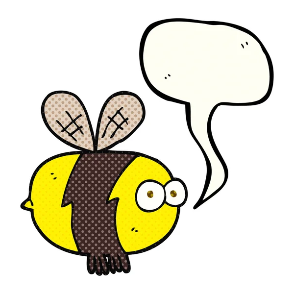 Comic book speech bubble cartoon bee — Stock Vector