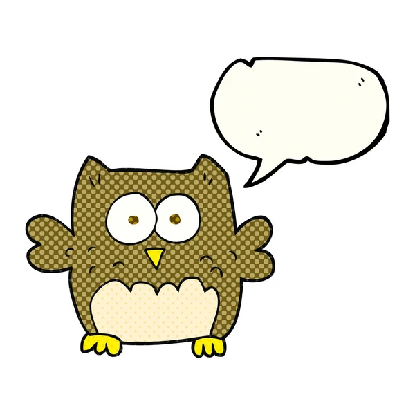 Comic book speech bubble cartoon owl — Stock Vector