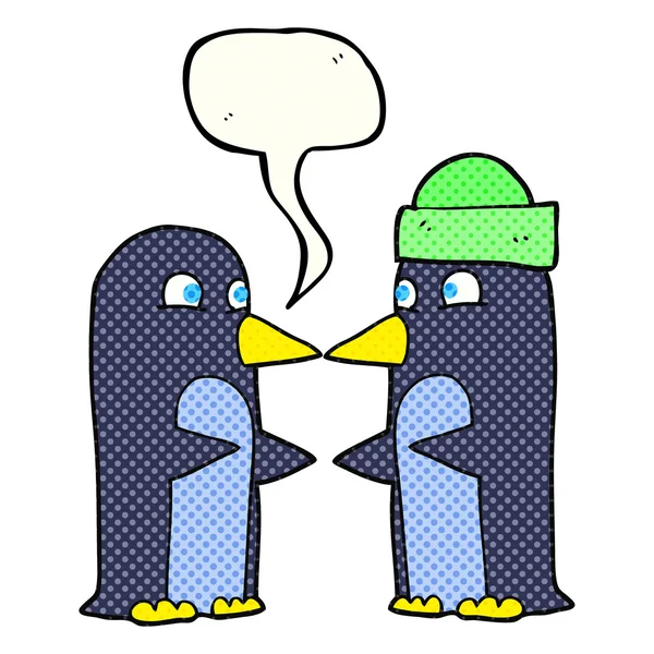 Comicbuch Sprechblase Cartoon-Pinguine — Stockvektor