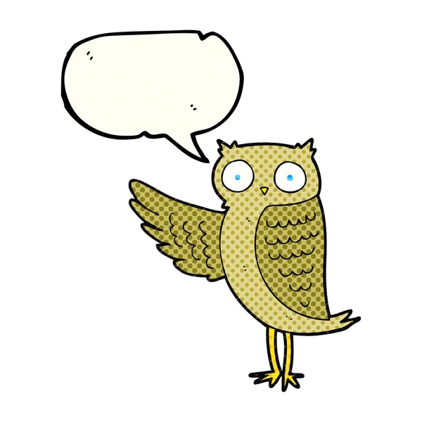 Comic book speech bubble cartoon owl — Stock Vector