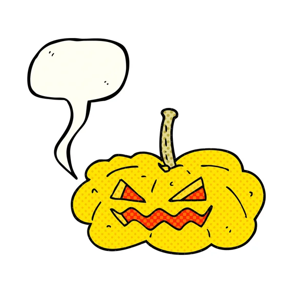 BD discurso bolha desenho animado halloween abóbora — Vetor de Stock