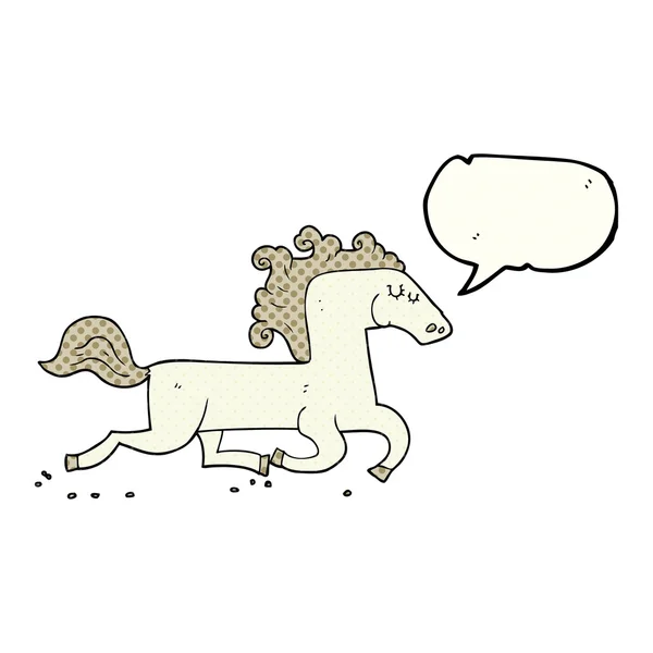 Comic book speech bubble cartoon running horse — стоковый вектор