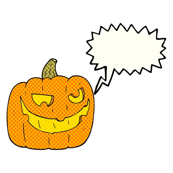 Dymek komiks kreskówka halloween dynia — Wektor stockowy