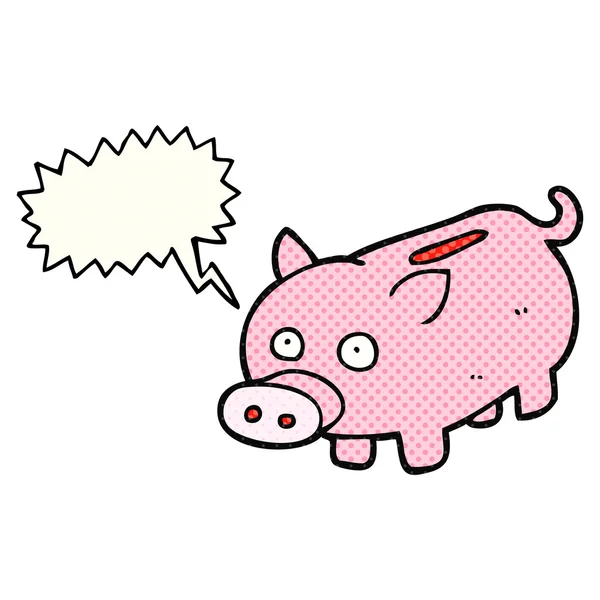 BD discurso bolha cartoon piggy bank — Vetor de Stock