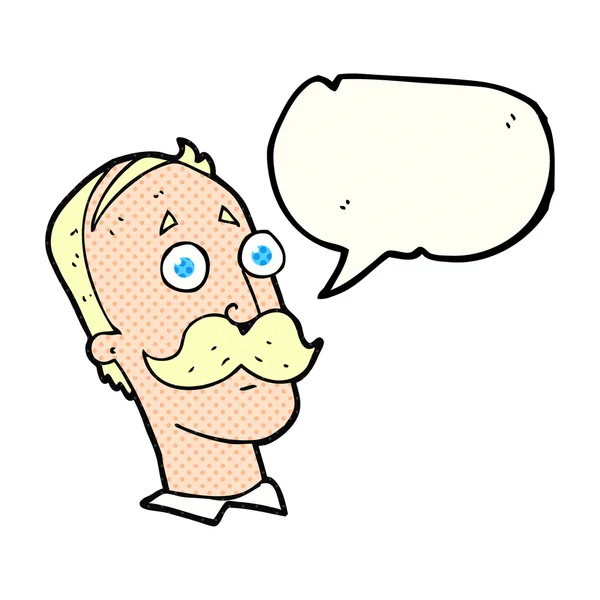 Komiks mowy Bańka kreskówka mężczyzna z wąsem — Wektor stockowy