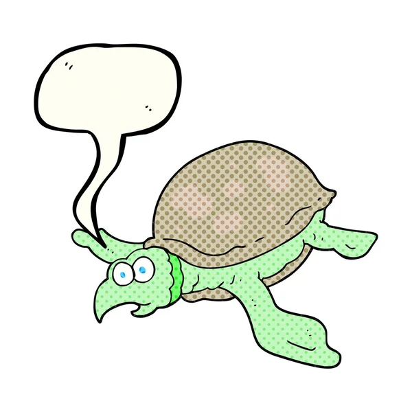 Bande dessinée discours bulle dessin animé tortue — Image vectorielle