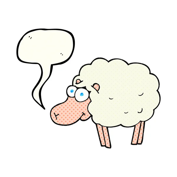 Funny comic book speech bubble cartoon sheep — Stock Vector