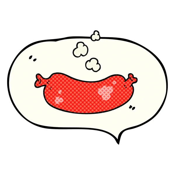 BD discurso bolha desenho animado salsicha quente — Vetor de Stock