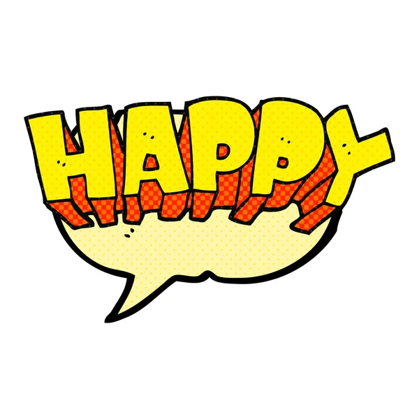 Φούσκα ομιλία κωμικό βιβλίο κινουμένων σχεδίων λέξη ευτυχισμένη — Διανυσματικό Αρχείο