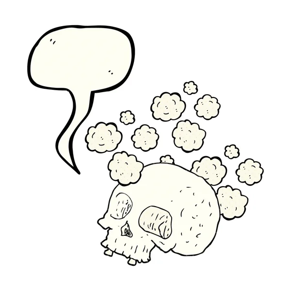 Livro em quadrinhos discurso bolha desenho animado velho crânio — Vetor de Stock