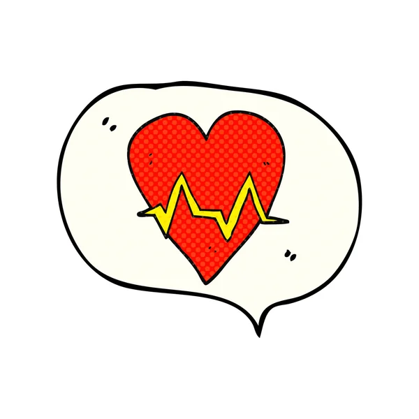 Comic book speech bubble cartoon heart rate pulse symbol — Stock Vector