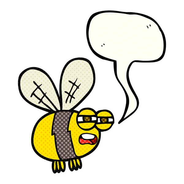 Abeja de dibujos animados de burbuja de discurso de cómic — Vector de stock