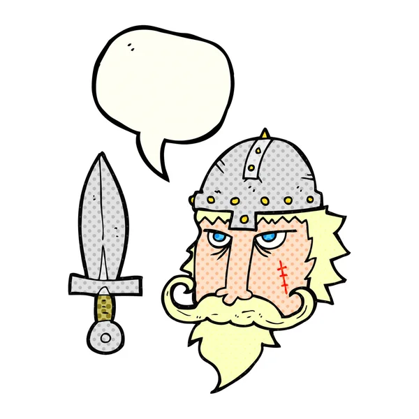 Comic book speech bubble cartoon viking warrior — Stock Vector