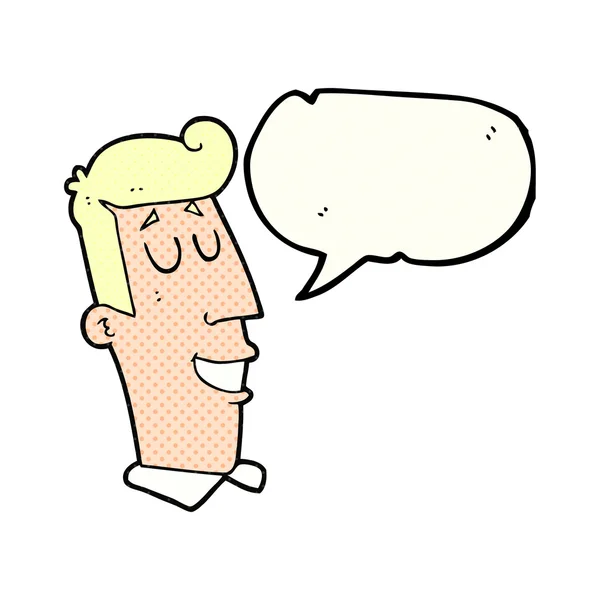 Βιβλίο κόμικ grinning άνδρα καρτούν φούσκα ομιλία — Διανυσματικό Αρχείο