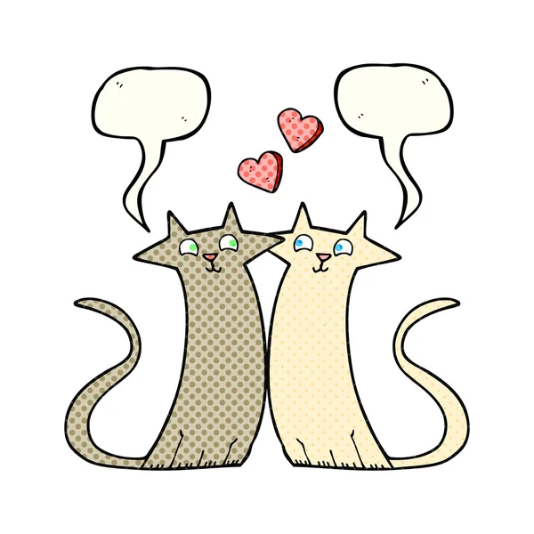 Comic book speech bubble cartoon cats in love — Stock Vector