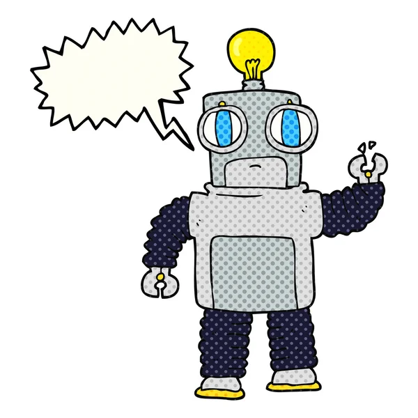 Komiks mowy Bańka kreskówka robota — Wektor stockowy