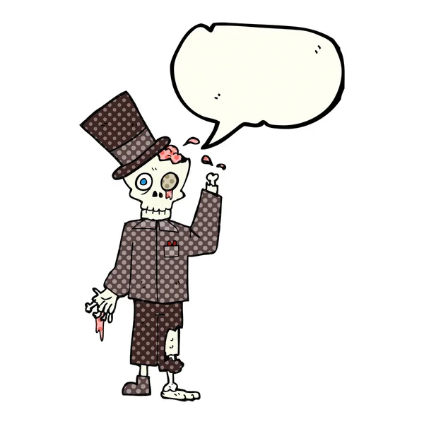 Cómic discurso burbuja dibujos animados elegante zombie — Vector de stock