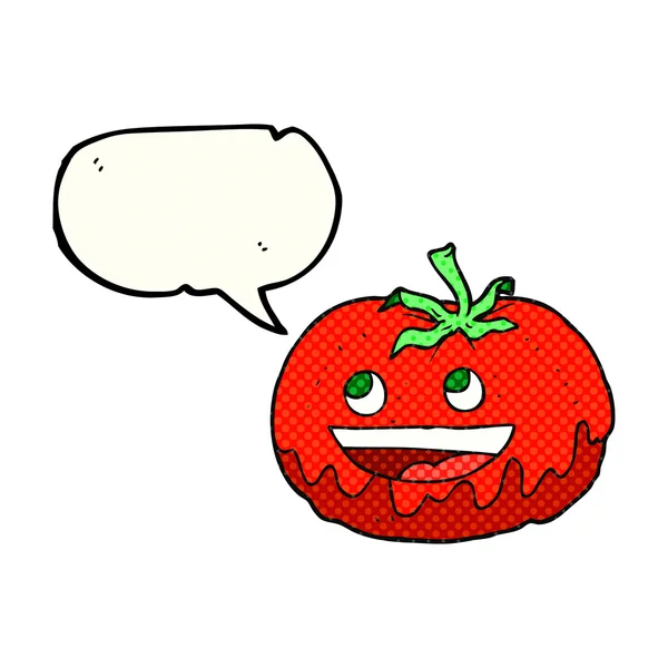 Komiks mowy Bańka kreskówka pomidor — Wektor stockowy
