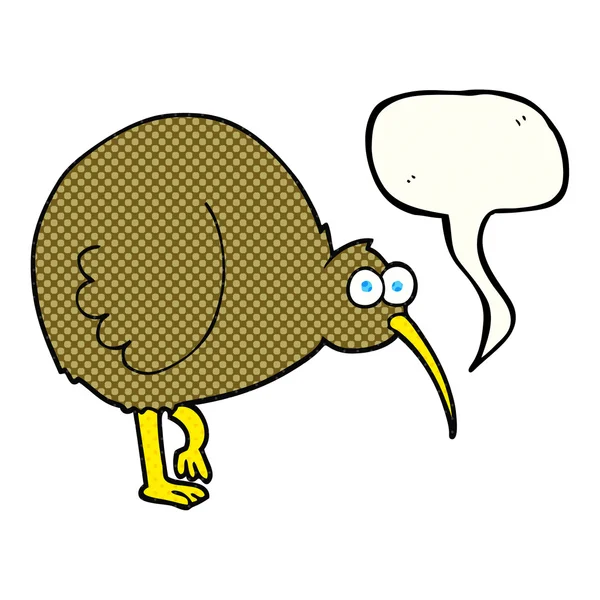Livro em quadrinhos discurso bolha desenho animado kiwi pássaro — Vetor de Stock