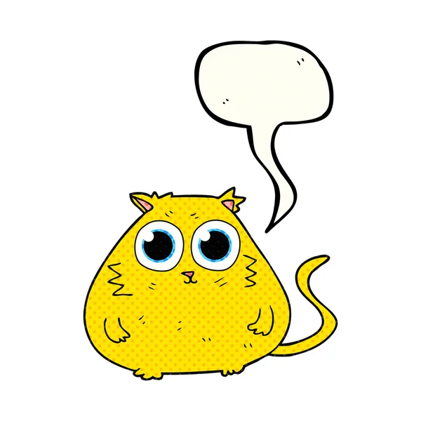 Comic book speech bubble cartoon cat with big pretty eyes — 图库矢量图片