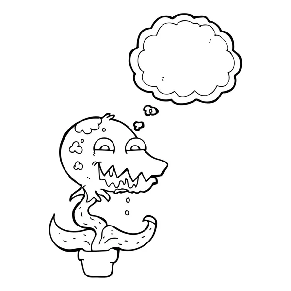 Pensiero bolla cartone animato mostro pianta — Vettoriale Stock
