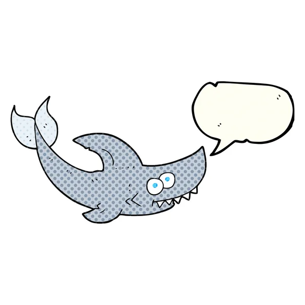 Historieta discurso burbuja caricatura tiburón — Vector de stock