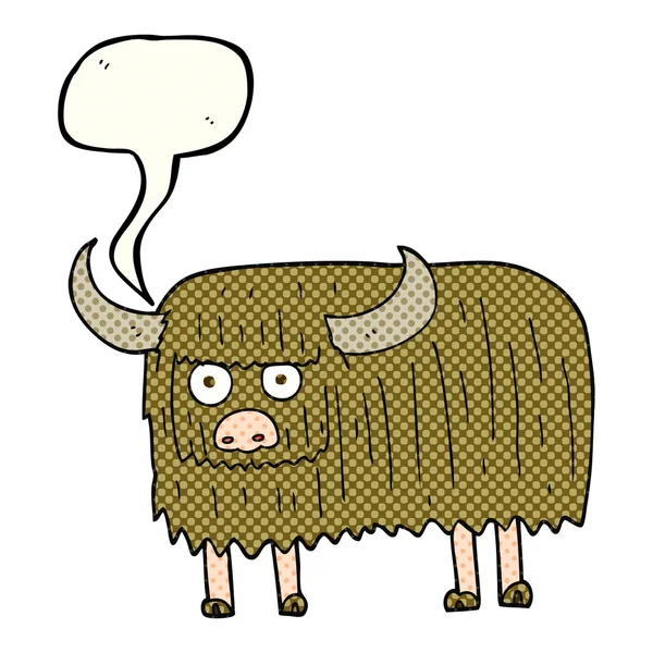 Historieta discurso burbuja dibujos animados vaca peluda — Archivo Imágenes Vectoriales