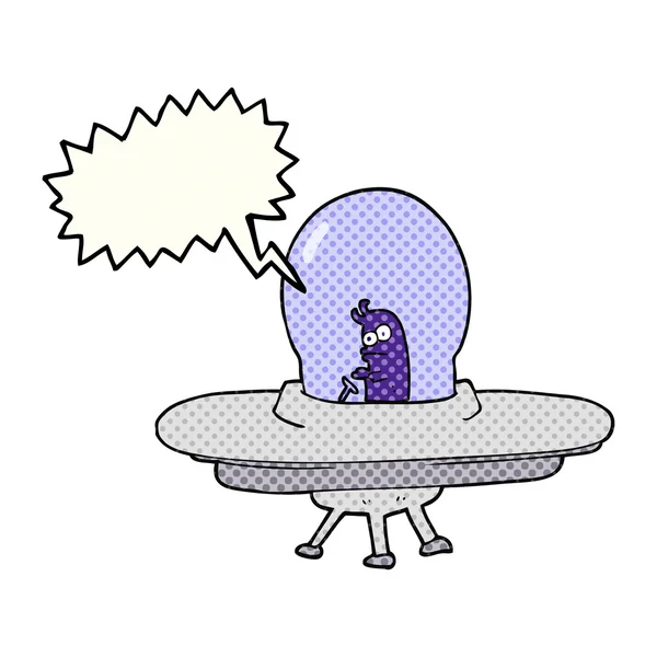 Bande dessinée discours bulle dessin animé soucoupe volante — Image vectorielle