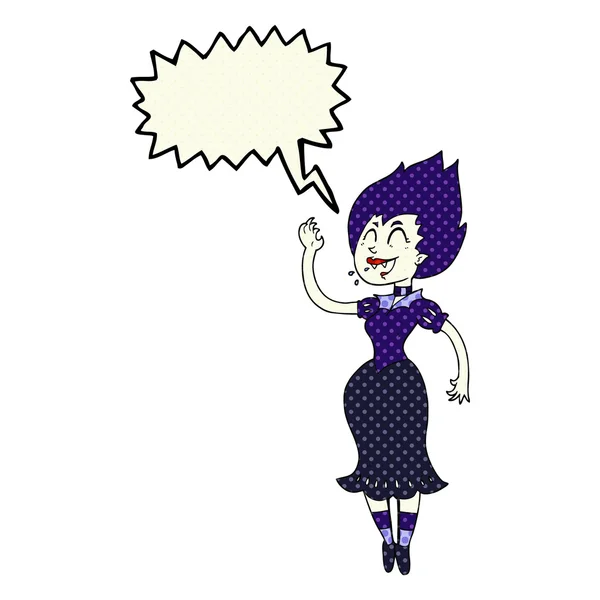Comic book speech bubble cartoon vampire girl — Stock Vector