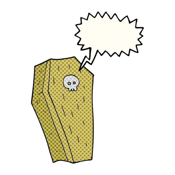 Livro em quadrinhos discurso bolha dos desenhos animados caixão assustador — Vetor de Stock