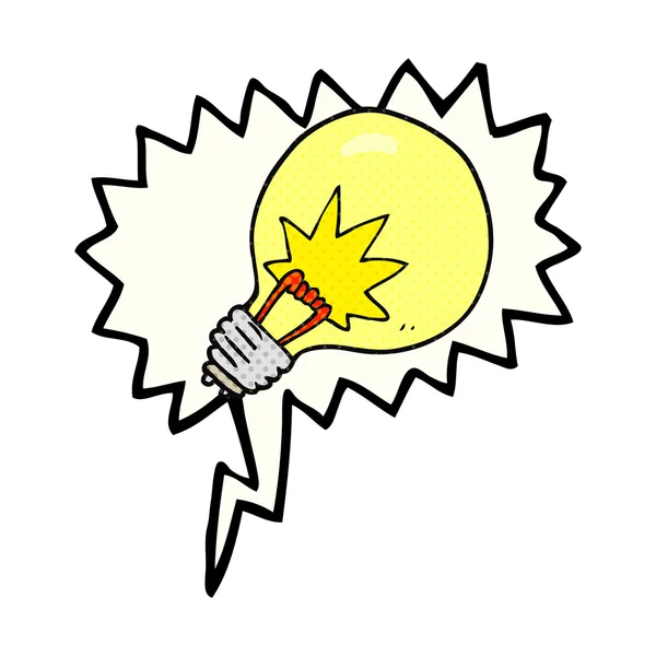 Comic book speech bubble cartoon light bulb — Stock Vector