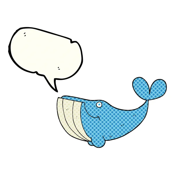 Bande dessinée discours bulle dessin animé baleine heureuse — Image vectorielle