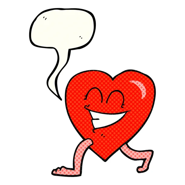 Fumetto discorso bolla cartone animato camminare cuore — Vettoriale Stock