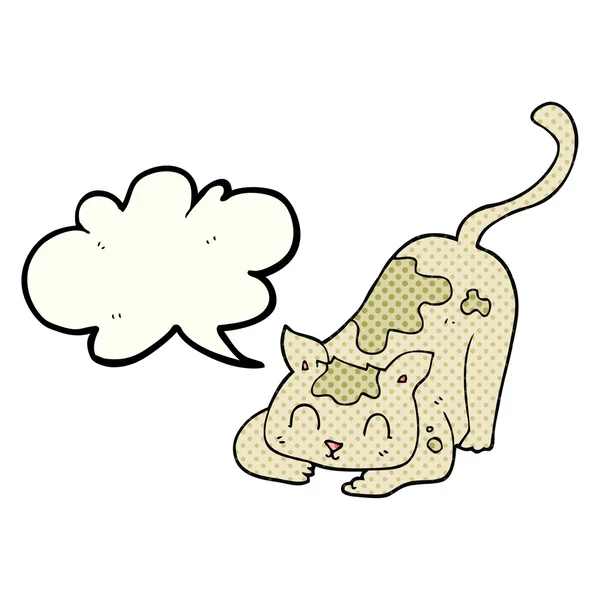 Comic book speech bubble cartoon cat playing — стоковый вектор