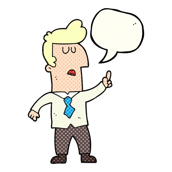 Historieta discurso burbuja dibujos animados hombre de negocios — Archivo Imágenes Vectoriales