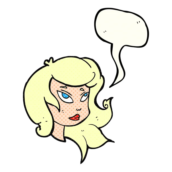 Comic-Buch Sprechblase Karikatur weibliches Gesicht — Stockvektor