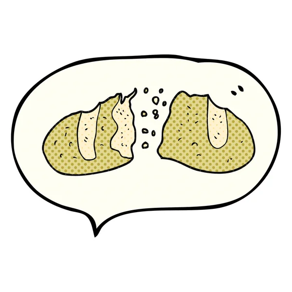 Bubble mowy komiks kreskówka bochenek chleba — Wektor stockowy