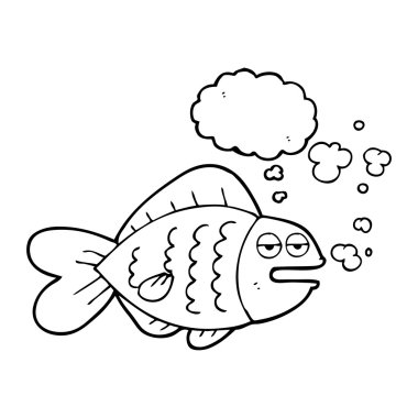 düşünce kabarcık karikatür komik balık