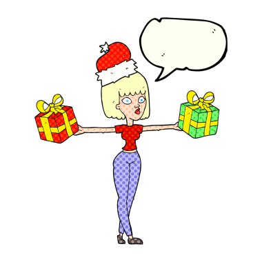 çizgi roman konuşma kabarcık karikatür kadınla xmas presents