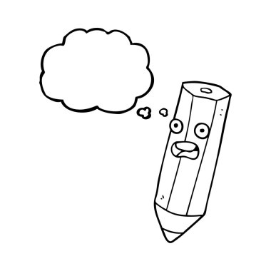 mutlu düşünce kabarcık karikatür kalem