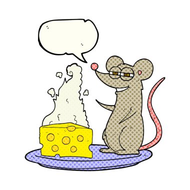 çizgi roman konuşma kabarcık karikatür fare peynir ile