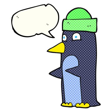 çizgi roman konuşma kabarcık karikatür penguen şapka