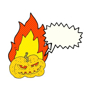 çizgi roman konuşma balonu karikatür yanan halloween kabak