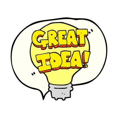 çizgi roman konuşma balonu çizgi film harika fikir ampul simgesi