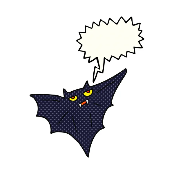 Fumetto discorso bolla cartone animato halloween pipistrello — Vettoriale Stock