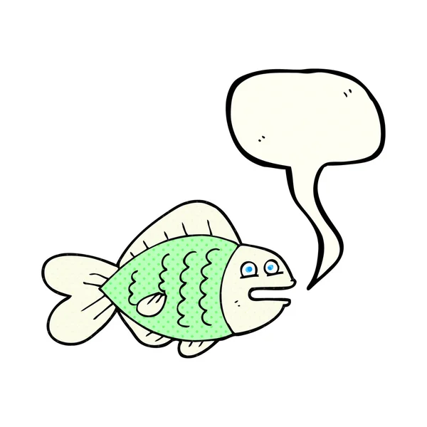 Historieta discurso burbuja dibujos animados divertido pescado — Vector de stock